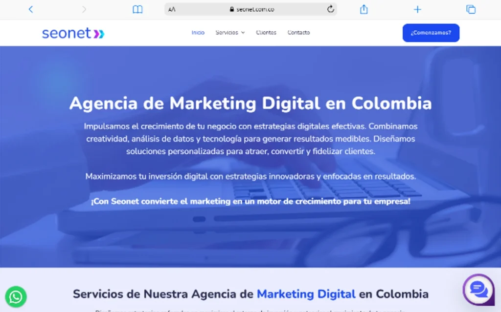 Ranking de las mejores agencias de marketing digital en Colombia Macbook Air www.seonet.com .co Seonet